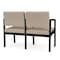 Lesro Lenox Steel 2 Seater with Center Arm, Stone (Beige) Seat, Stone Back, 43.5 W 24.5 L 32 H LS2103 - alternate 2